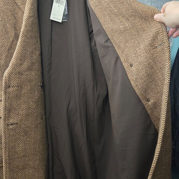 Ralph Lauren Double-Breasted Herringbone Coat 14 Tan Multi Wool Academia NWT - Picture 13 of 13